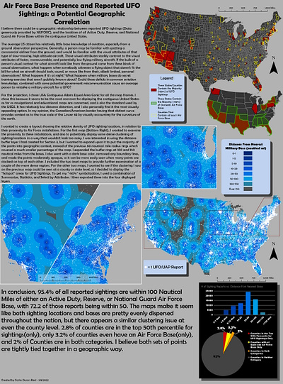UFO Sightings VS Air Force Base Presence cartography design fictional cartography gis map mapping