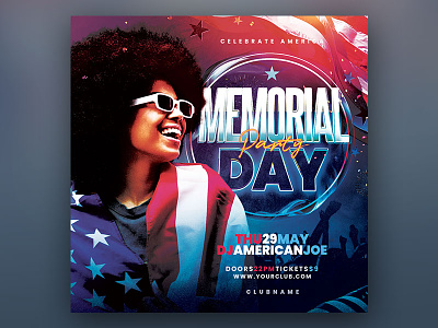 Memorial Day Party Flyer 4th of july design download flyer fourth of july graphic design graphicriver independence day labor day memorial day patriotic poster psd template usa