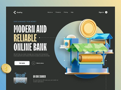 Online Bank Landing Page bank banking bato bato web agency batowebagency concept design landing modern online ui uiux user experience user interfrace ux web web design webdesign website