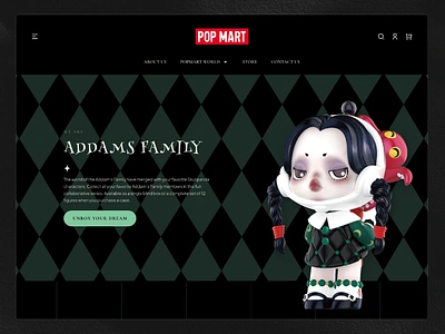 SKULL PANDA - ADDAMS FAMILY addams family art toys clean design dark theme design develope heydesign heydesign studio homepage page layout skull panda the addams family toys ui ui design ux website design