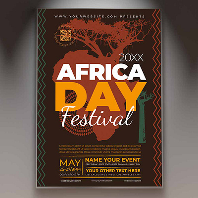 Africa Day Card Printable Template dj flyer