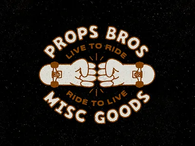 Props Bros Misc Goods badge branding design fistbump logo skate skateboard skateboarding texture type