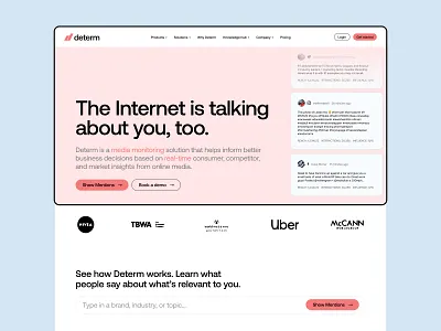 Determ art direction branding design layout typography ui website