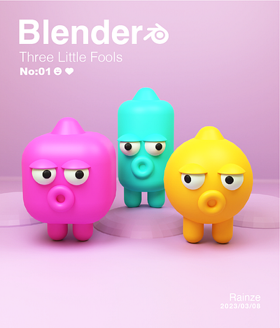 First time playing Blender 3d illustration