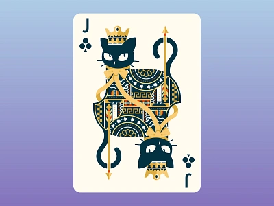 Quinn the Fox Playing Cards: Jack of Clubs animals black cat board game cards cat color colour cool cute design flat design geometric illustration jack of clubs nature playing card art playing cards