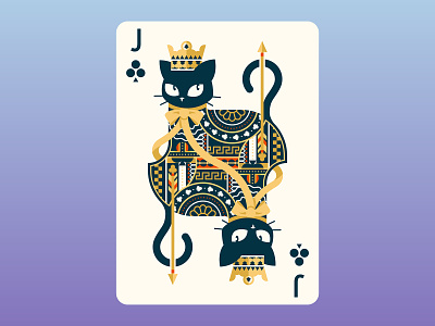 Quinn the Fox Playing Cards: Jack of Clubs animals black cat board game cards cat color colour cool cute design flat design geometric illustration jack of clubs nature playing card art playing cards