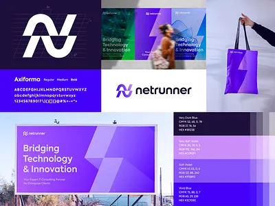 Netrunner Branding ai biotechnology blockchain branding coding consulting developer development dynamic futuristic identity it logo monogram n netrunner nn software speed technology