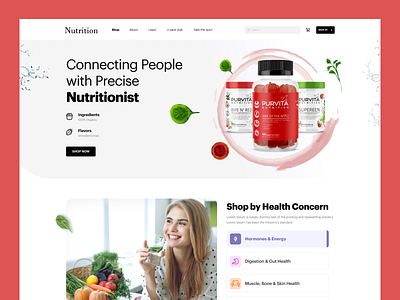 Nutrition website graphic design