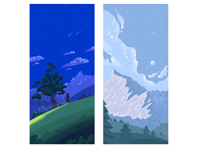 Landscapes clouds environment illustration landscape mountain tree