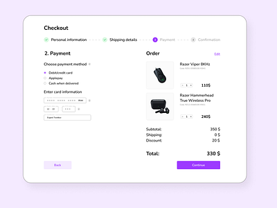 Credit card checkout app application dayliui design ui webdesign