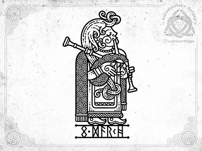 March 8 8march celtic design illustration irish knot knotwork music ornament piper pipes runes viking