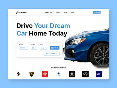 Car Hero Section Landing Page car dealership car website hero section landing page ui visual visual design