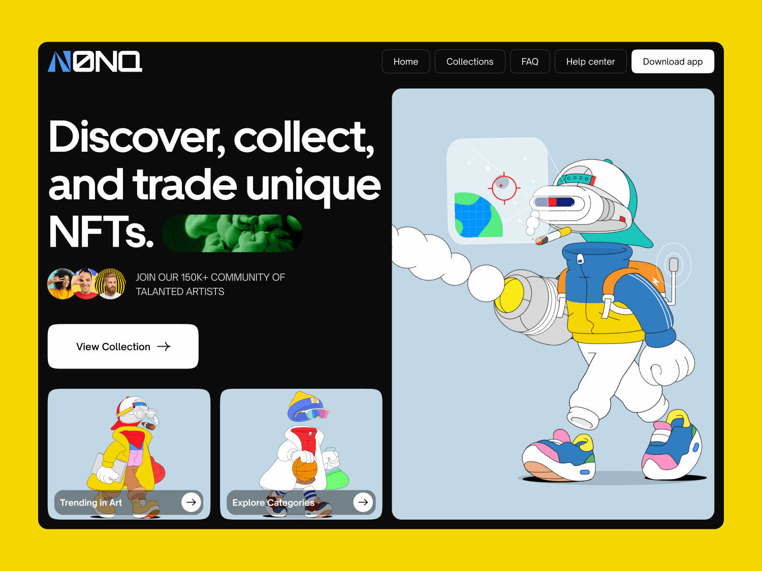 NFT Header Exploration analytics animation b2b crm design graphs header motion graphics nft nft landing page nft website ui web web3