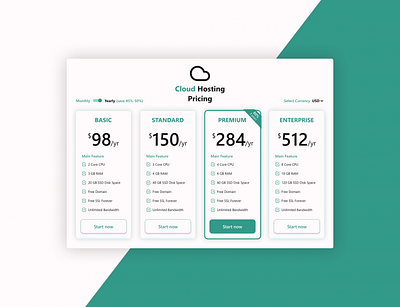 Pricing - Daily UI #030 030 cloud dailyui design figma hosting pricing ui web design