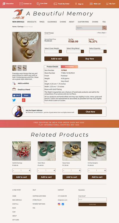 Jewellery Page branding color theory design ecommerce graphic design illustration jewellery layout logo typography ui ux vector website