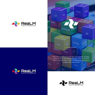 Abstract, colorful and geometric letter R L M logo design black branding design logo logo design logo designer m log r logo rlm logo rm logo simple vector veeqeedotcom