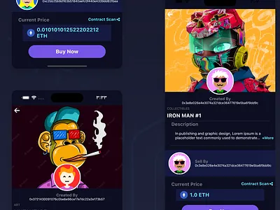 FlutterSee - Full Flutter NFT Marketplace Mobile App With Solidi adobe xd android android app branding design flutter illustration ios logo ui