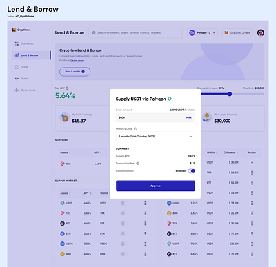 Lend & Borrow DAPP blockchain borrow borrow decentralized platform borrow defi borrow web3 cryptocurrencies decentralized finance defi dex lend lending decentralized platform lending defi lending web3 logo ui ux web3