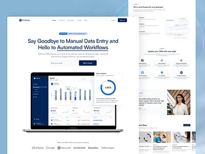 CRM Landing Page - Crama crm dashboard design exploration interface landing page logo saaslandingpage ui uiux ux web website