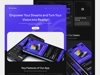 Crowd Funding Landing Page charity clean crowd funding dark mode design donation landing page payment ui uidesign web design website design