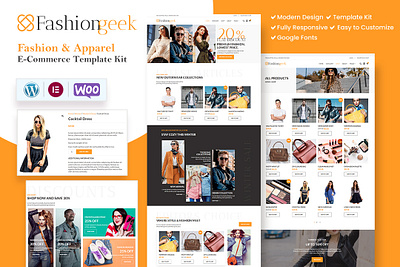 Fashion geek E-Commerce website design bags branding clean cloth design design idea ecommerce elementor figma graphic design jackets logo modern shoes store ui unique ux website wordpress