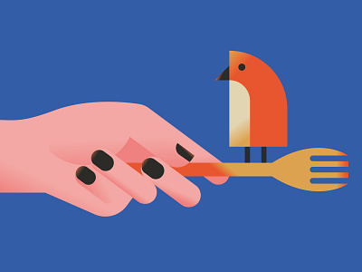 Illo for La Stampa adobe illustrator best bird character design digital illustration draft dribbble editorial flat fork hand hunger illo illustration la stampa minimal shot vector