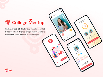College Meet / Tinder Mobile App college meet app tinder app ui ui design