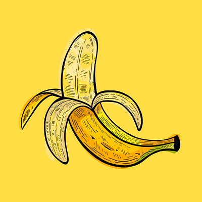 Banana Illustration banana branding carving digital illustration editorial etching flavor food fruit healthy illustration illustrator line art natural organic peel pen art retro summer vintage