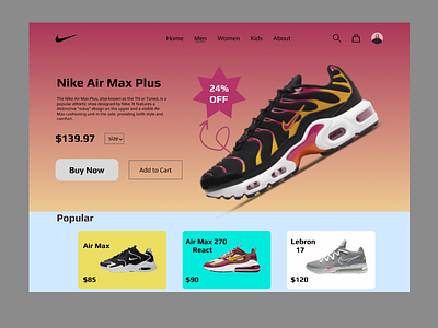 Nike Shoes Landing Page design graphic design nike nike website online online shoe online shoe website shoe shoe landing page shoe website ui ux