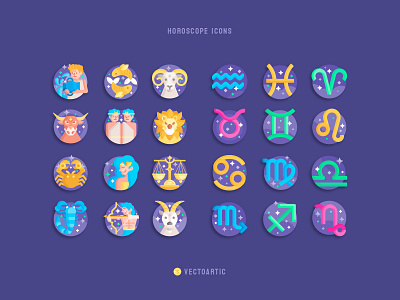 Horoscope Icons 2d cartoon character design design graphic design horoscope icon icons illustration vector zodiac