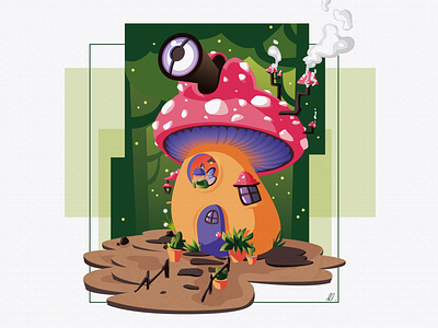 Fairy Observatory characters colorful conceptart design enchanted environment fairy fantasy forest green illustration kids mushroom nature observatory vector