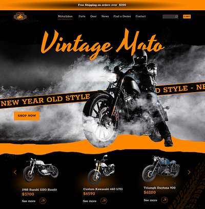 Vintage Moto Website Homepage branding design graphic design logo typography ui ux vintage