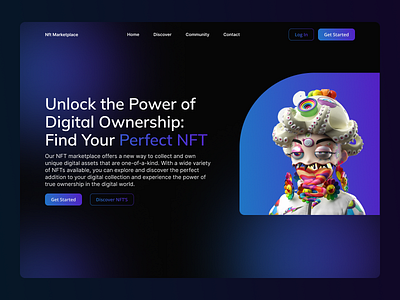 NFT Marketplace Website Concept black blue crypto crypto landing page crypto website design landing page landing page design marketplace modern design nft nft landing page nft marketplace nft website purple ui ui ux ux webdesign website design