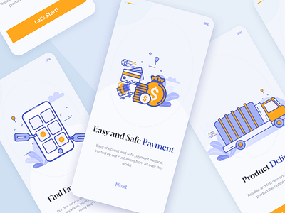 Ecommerce Onboarding Screens agency android app apple application business design e commerce ecom ecommerce flat illustration mobile onboarding playful screen screens ui uiux ux