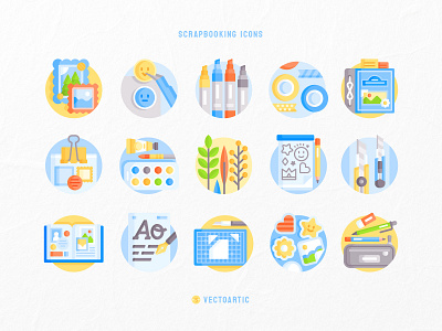 Scrapbooking Icons 2d design graphic design icon illustration scrapbooking stationery vector