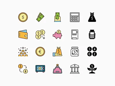 Money And Valuables Icons Pack marketing icons