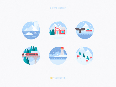 Winter Nature 2d cartoon design graphic design icon illustration nature vector winter winter anture