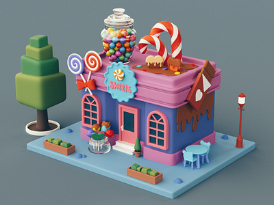 High poly Candy Shop 01 candy candy shop stylized