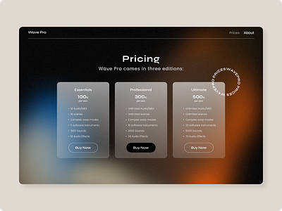 Wave Pro | Pricing Page design price pricing product design tech ui web