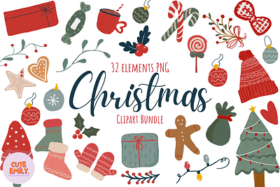 Christmas Clipart Bundle berries bouquet christmas christmas clipart christmas elements christmas illustration christmas png christmas tree cone flower gift greeting holiday new year clipart oil painting pine poinsettia sublimation bundle winter bundle wreath