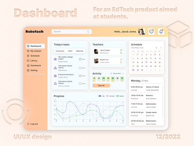 Edtech Dashboard UI, Aimed at students dashboard design edtech figma ui ux