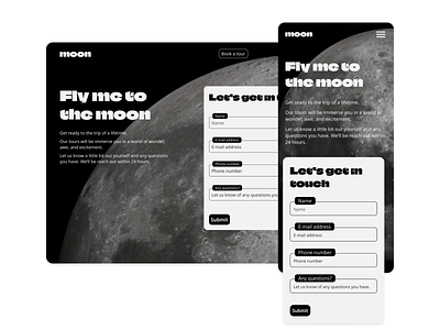 UI Challenge 01 - Mobile form - Moon a space tourism company dailyui ui
