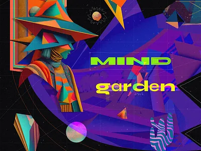 Mind Garden - Graphic Poster acid ai ai art colourful design experimental figma font graphic design graphic poster illustration midjourney mixed poster surreal textures trippy typo typo poster typography