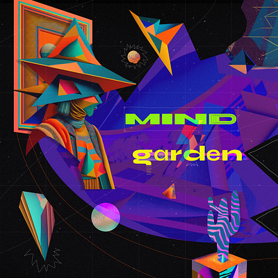 Mind Garden - Graphic Poster acid ai ai art colourful design experimental figma font graphic design graphic poster illustration midjourney mixed poster surreal textures trippy typo typo poster typography