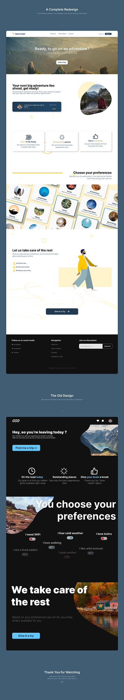 Traveling Website Design adobe xd figma landing redesign traveling ui ux web design