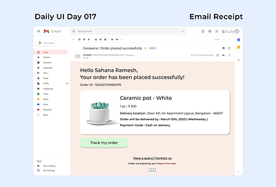 Daily UI, Day 17 - Email Receipt 100daychallenge 100daysofui dailyui dailyuichallenge dailyuiday17 emailreceiptui ui