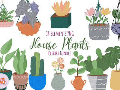 House Plants Clipart Set assorted plants colourful plants cute plant pots flower pots garden garden plants home sweet home house plant graphics house plants house warming oil painting plant illustrations plant pot stands plant pots