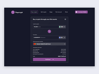 Paycrypt - On-ramp flow animation app branding crypto currency design flow graphic design illustration motion graphics on ramp transaction ui web3