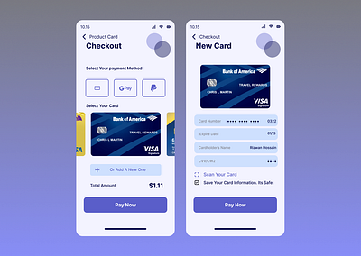 Credit Card Checkout challenge 2 checkhout credit card dailyui finance nighat pay paypal simple ui ui challenge ux