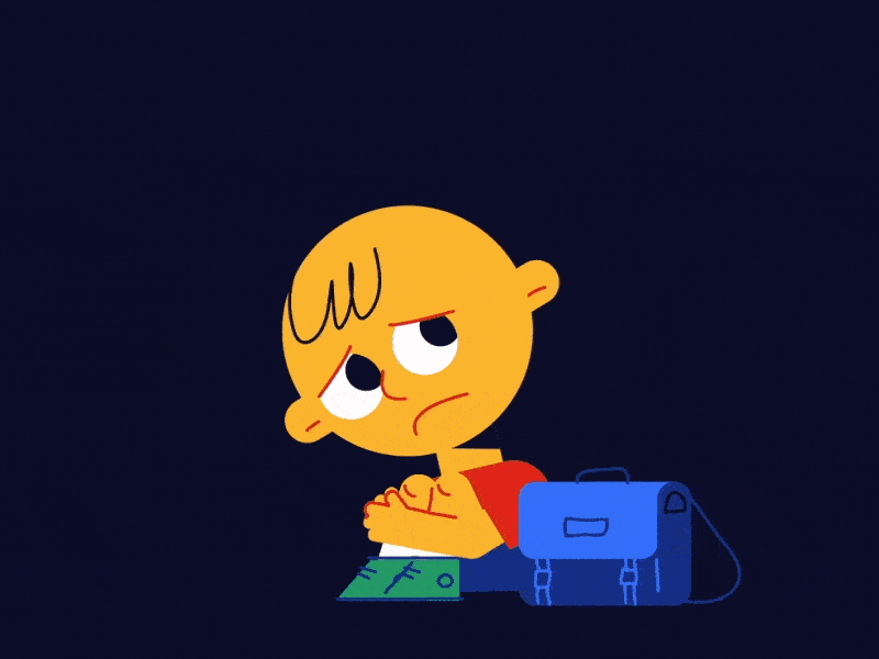 Sad Sam 2danimation alone animation character animation character design motion graphics pupils sad school